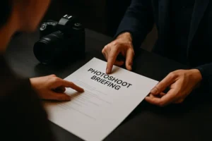 Beitragsbild für den Blogartikel zum Thema Fotoshooting Briefing. Erstellt mit ChatGPT
